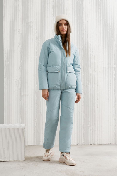 Голубая шапка из искусственного меха и ткани для демисезона BURVIN 8783-01 - фото 3