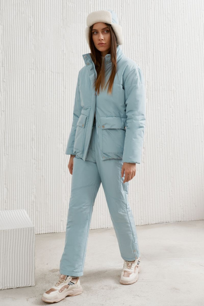 Голубая шапка из искусственного меха и ткани для демисезона BURVIN 8783-01 - фото 2