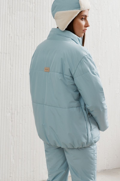 Голубая шапка из искусственного меха и ткани для демисезона BURVIN 8783-01 - фото 4