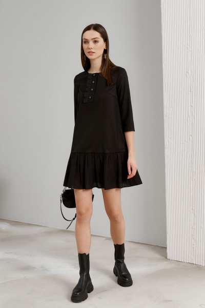 Классическое платье трапеция с воланом и пуговицами BURVIN 8789-81 - фото 1