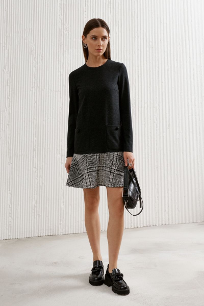 Платье черное демисезонное из вискозы прямого силуэта выше колен BURVIN 8812-81 - фото 1