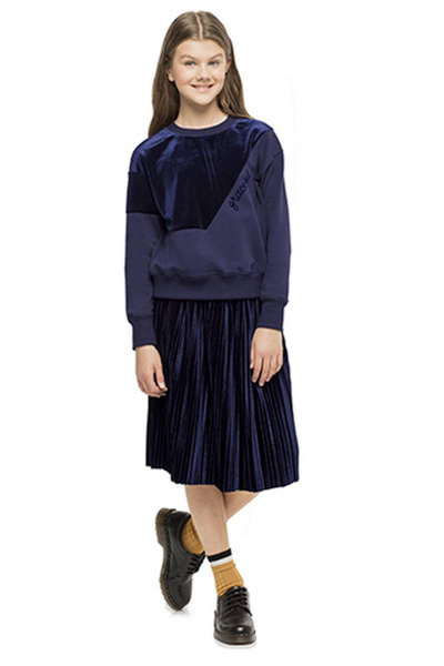 Демисезонная толстовка с бархатным принтом Bell Bimbo 192089 т.синий - фото 2