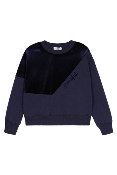 Демисезонная толстовка с бархатным принтом Bell Bimbo 192089 т.синий - фото 3