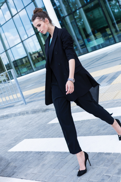 Длинный двубортный жакет из поливискозы для делового образа DIVINA D3.127-2 - фото 2