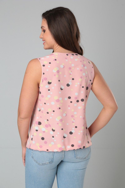 Розовая свободная блуза без рукавов с сборками Modema м.216/4 - фото 4