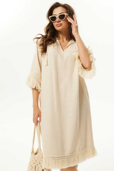 Платье Mislana С938 беж - фото 4