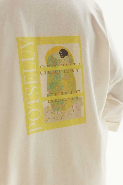 Летний комплект блуза со спущенными плечами шорты хлопок Mislana С947 лимон - фото 6