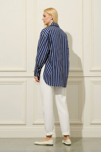 Летняя рубашка на каждый день мультиколор синий текстиль хлопок Achosa 1422 синий - фото 4