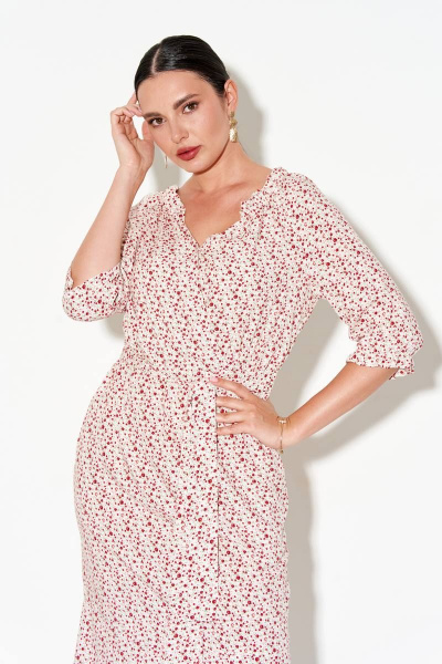 Платье летнее полуприлегающего силуэта с цветочным принтом FOXY FOX 1383 молочный - фото 3