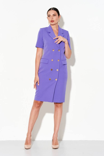 Деловое классическое платье на пуговицах с карманами FOXY FOX 1470 лиловый - фото 1