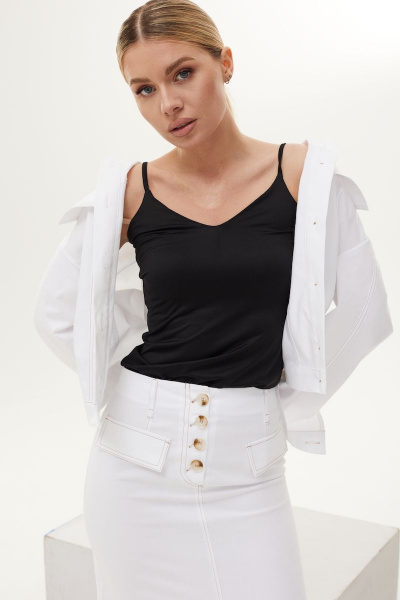 Белый костюм с жакетом и юбкой на лето из хлопка DAVA 163 белый - фото 5