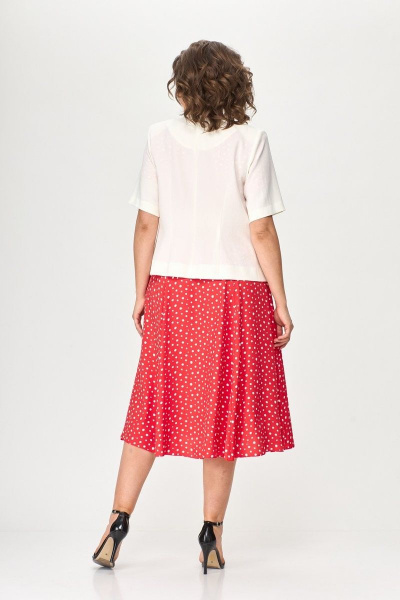 Платье приталенного силуэта с поясом и юбкой-карандаш Милора-стиль 1095 красный_с_белым - фото 3