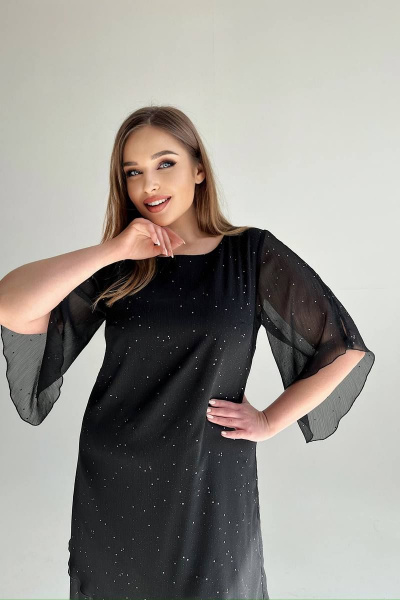 Платье с шифоновой отделкой и асимметричным низом LindaLux 2-026 звездное_небо - фото 11