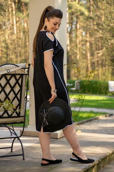 Платье прямого силуэта с асимметричными плечами Andina 815 черный - фото 9