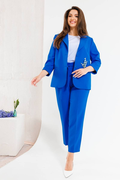 Брюки, жакет, топ SandyNa 130558 василек - фото 17