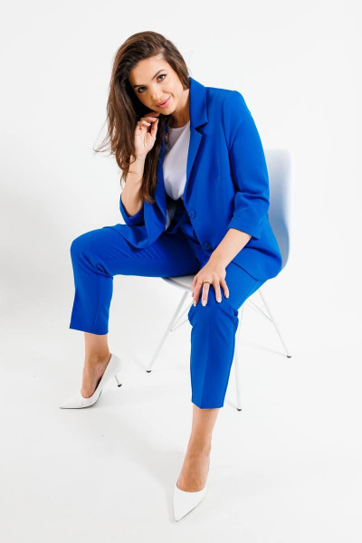 Брюки, жакет, топ SandyNa 130558 василек - фото 16