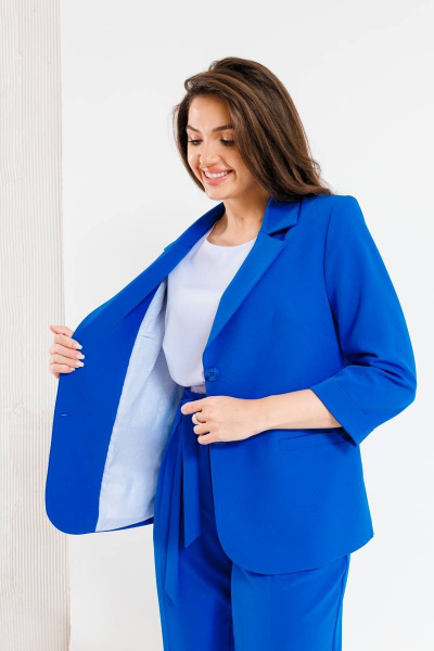 Брюки, жакет, топ SandyNa 130558 василек - фото 11