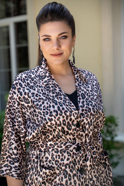 Костюм женский с жакетом и брюками свободного кроя Andina 935 леопард - фото 12