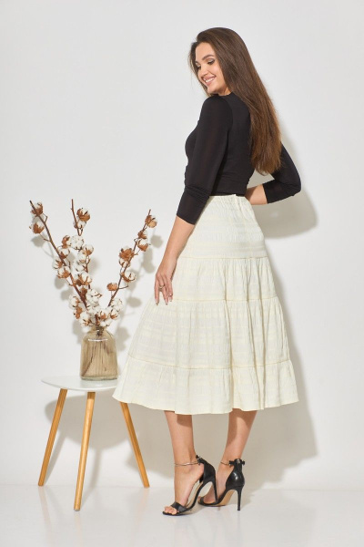 Юбка-трапеция с незначительной полоской и пуговицами Fortuna ШЖ 537 шампань - фото 3