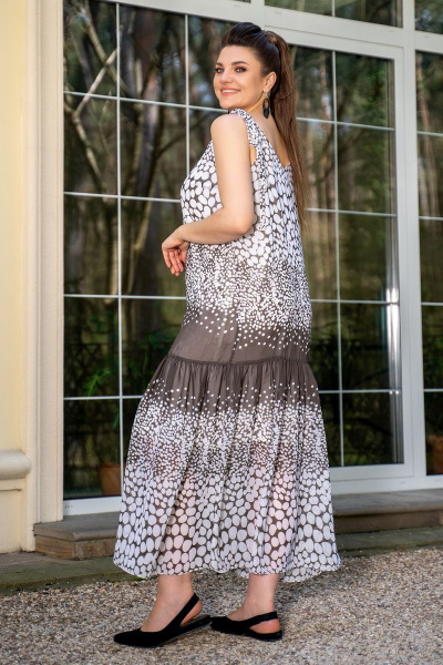 Платье женское с кружевом и завязками на бретелях Andina 814 горох_капучино - фото 2