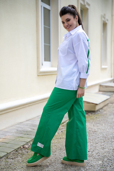 Брюки прямого силуэта с резинкой и карманами Andina 228 изумруд - фото 2