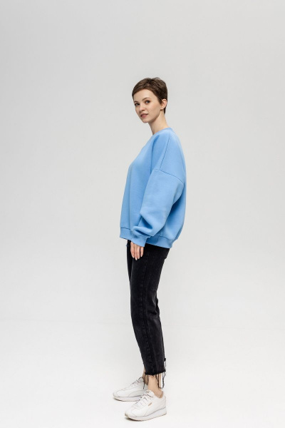 Голубой oversize свитшот из трикотажа с начесом Twok 603225 голубой - фото 4