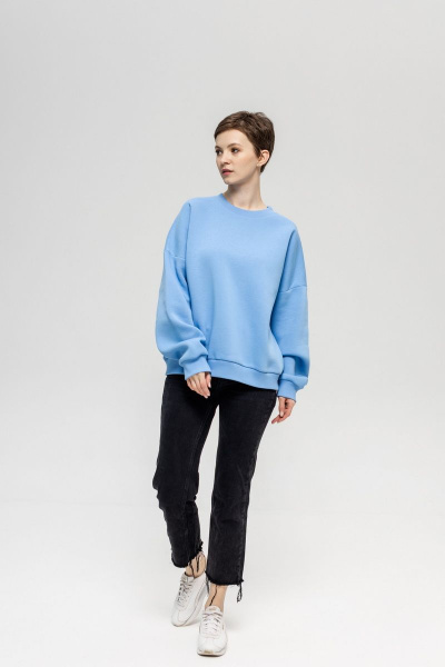 Голубой oversize свитшот из трикотажа с начесом Twok 603225 голубой - фото 3