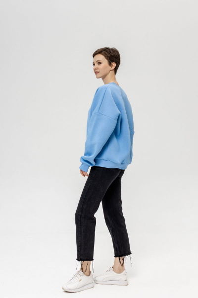 Голубой oversize свитшот из трикотажа с начесом Twok 603225 голубой - фото 2