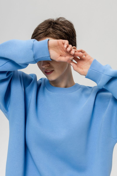 Голубой oversize свитшот из трикотажа с начесом Twok 603225 голубой - фото 7