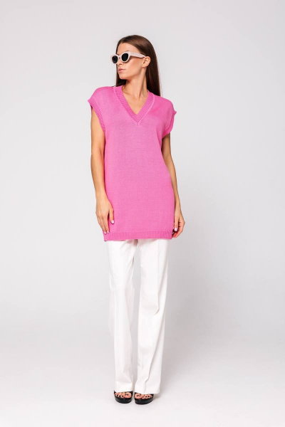 Демисезонный розовый жилет из высококачественного трикотажа Romgil 602ХТЗ розовый - фото 5