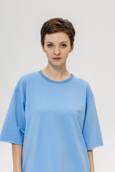 Платье из футера трикотажа с длинной юбкой и карманами Twok 903225 голубой - фото 6