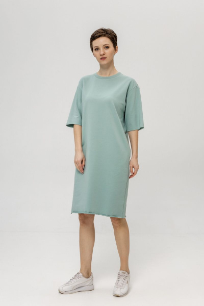 Летнее платье из футера трикотажа с глубокими карманами Twok 902125 пыльная_мята - фото 1