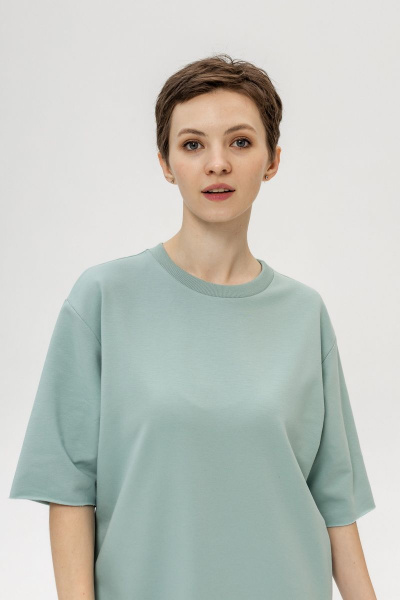 Летнее платье из футера трикотажа с глубокими карманами Twok 902125 пыльная_мята - фото 6