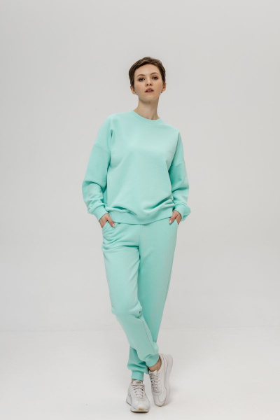 Брюки и свитшот из трикотажа хлопка для спорта Twok 117225 ментоловый - фото 3