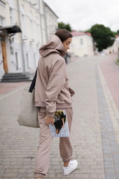 Брюки и худи из хлопка трикотажа на каждый день Twok 115225 какао - фото 5