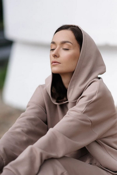 Брюки и худи из хлопка трикотажа на каждый день Twok 115225 какао - фото 4