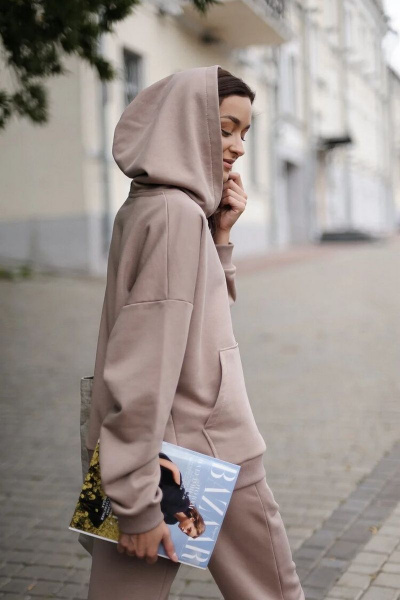 Брюки и худи из хлопка трикотажа на каждый день Twok 115225 какао - фото 2