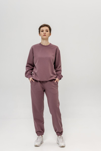 Брюки и свитшот из хлопка трикотажа с ярким принтом Twok 113125 красный_виноград - фото 6