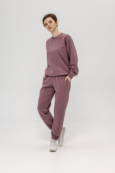 Брюки и свитшот из хлопка трикотажа с ярким принтом Twok 113125 красный_виноград - фото 1