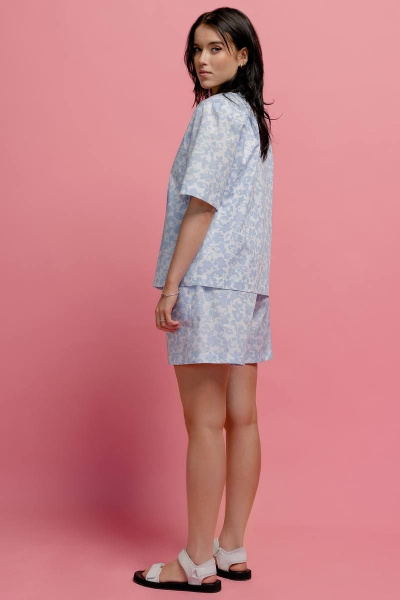 Рубашка-жакет из хлопка с печатным рисунком и панамой JRSy 2338 голубые_цветочки - фото 4