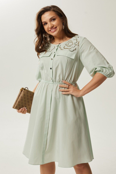 Платье летнее из хлопка в зеленом стиле для повседневности Condra 4392 - фото 6