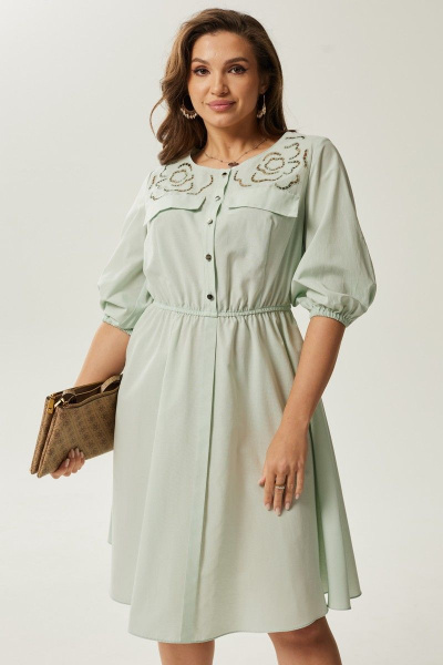 Платье летнее из хлопка в зеленом стиле для повседневности Condra 4392 - фото 5