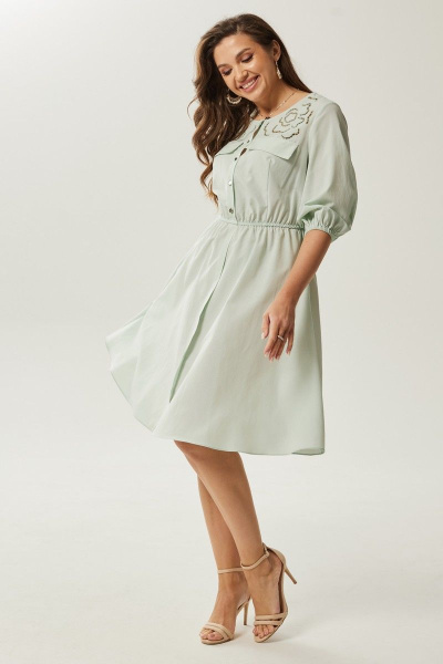 Платье летнее из хлопка в зеленом стиле для повседневности Condra 4392 - фото 1
