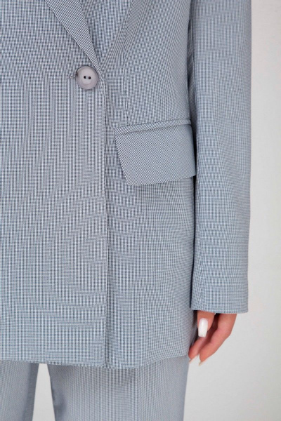 Голубой двубОРный жакет и брюки из костюмной ткани лето Mixan 4041/1 - фото 5