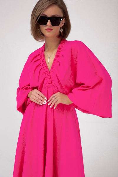 Платье из хлопка с эластичной талией и широкими рукавами Mixan 5034 - фото 2