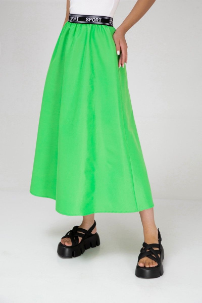 Зеленая юбка А-силуэта с принтом и притачным поясом Mixan 6004/2 - фото 3