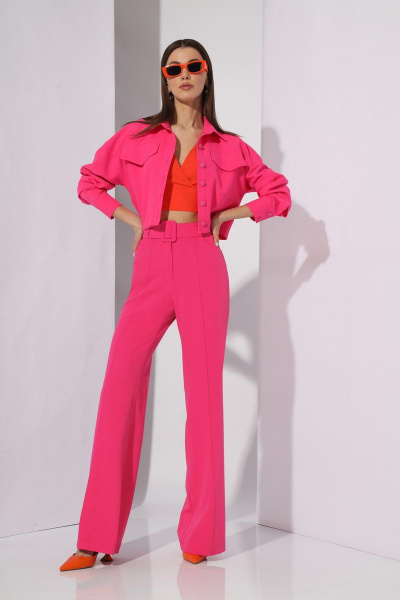 Розовый костюм 2-ка из текстиля с брюками и жакетом N.O.W. 1283 - фото 5