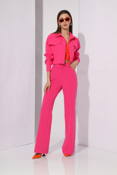 Розовый костюм 2-ка из текстиля с брюками и жакетом N.O.W. 1283 - фото 4