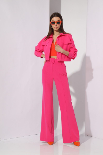 Розовый костюм 2-ка из текстиля с брюками и жакетом N.O.W. 1283 - фото 2
