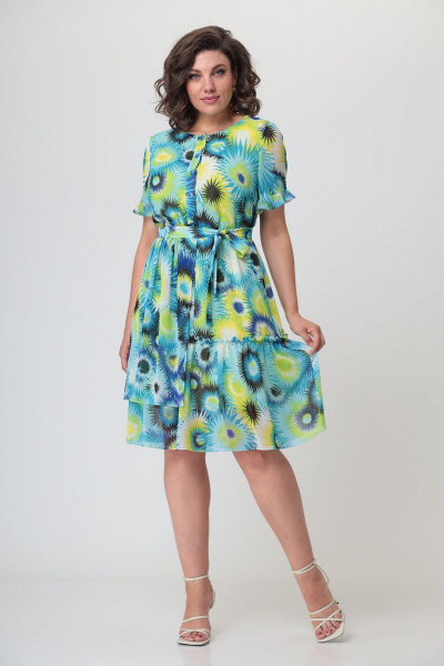 Платье А-образное с воланом и подкладкой из шифона Орхидея 1182 - фото 1